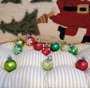 11 Mini Plastic Christmas Ornaments